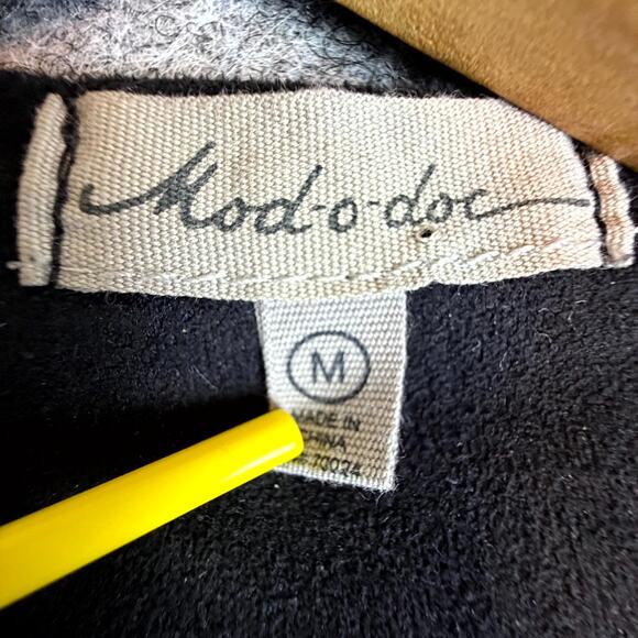 Mododoc Cardigan Sweater Womens Medium Black Gray Stretch Open Front Moto - Picture 3 of 5